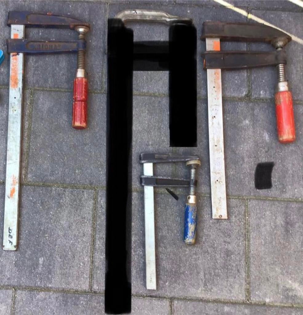 3 GROTE LIJMTANGEN/ LIJMKLEMMEN / HOUTKLEMMEN, Ophalen of Verzenden, Gebruikt