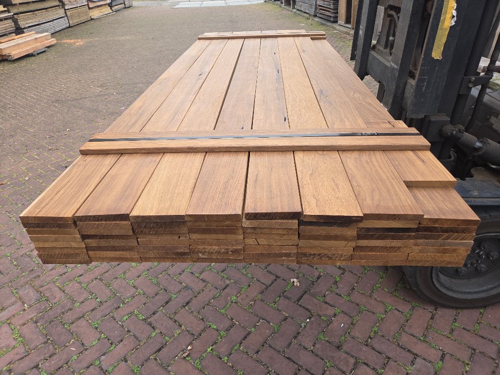 63 Hardhouten planken - geschaafd 1.8x12.3 cm - nr: HP369, Ophalen, Planken, Nieuw, Hardhout