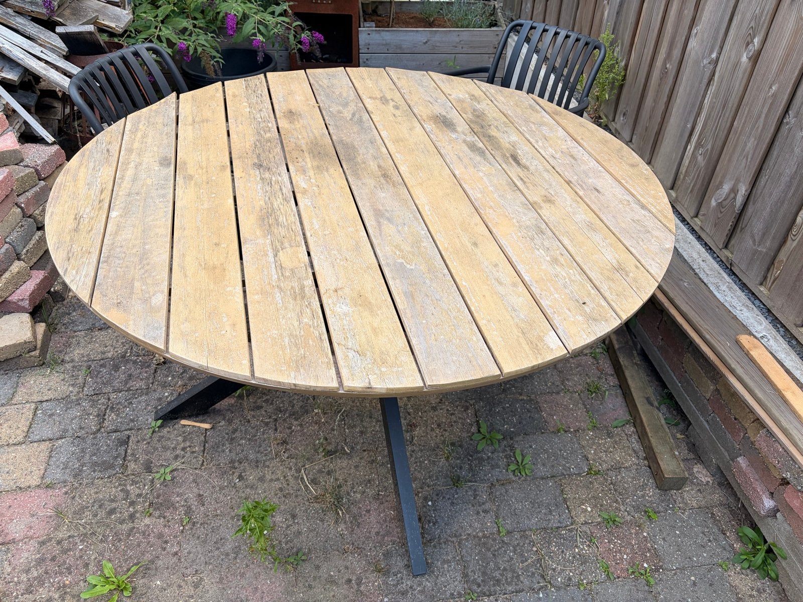 Eucalyptus houten tuintafel - 1 jaar oud, Gamma, Ophalen, Gebruikt, Rond, Hout