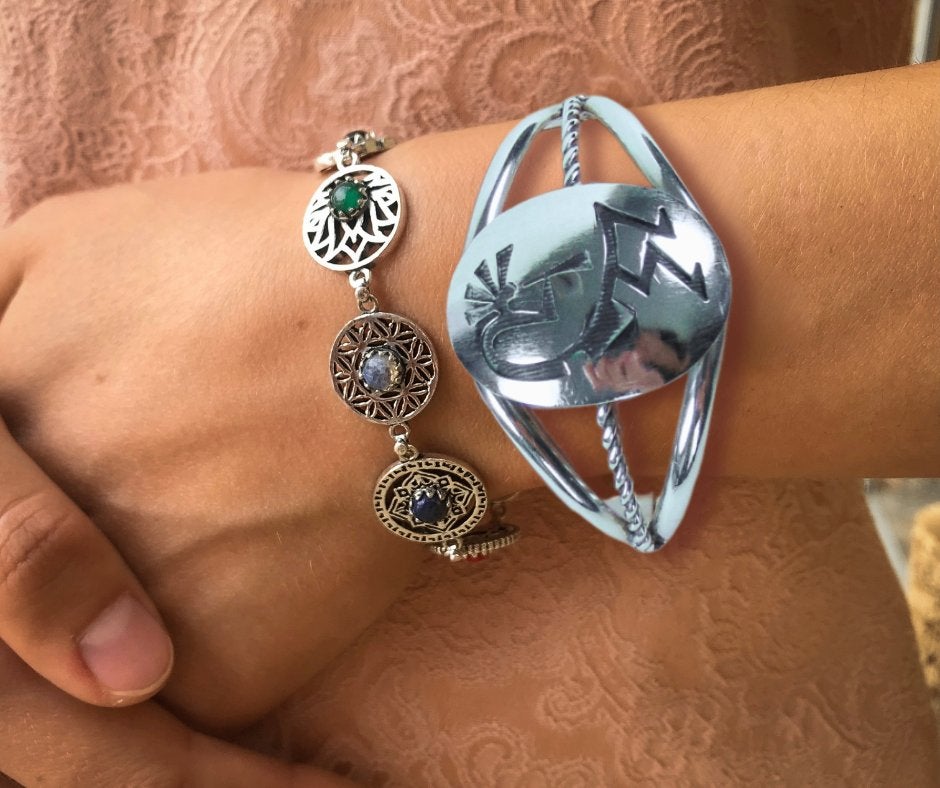 Zeldzame zilveren NAVAJO Tom Sam KOKOPELLI  armband!, Verzenden, Zo goed als nieuw, X, Zilver