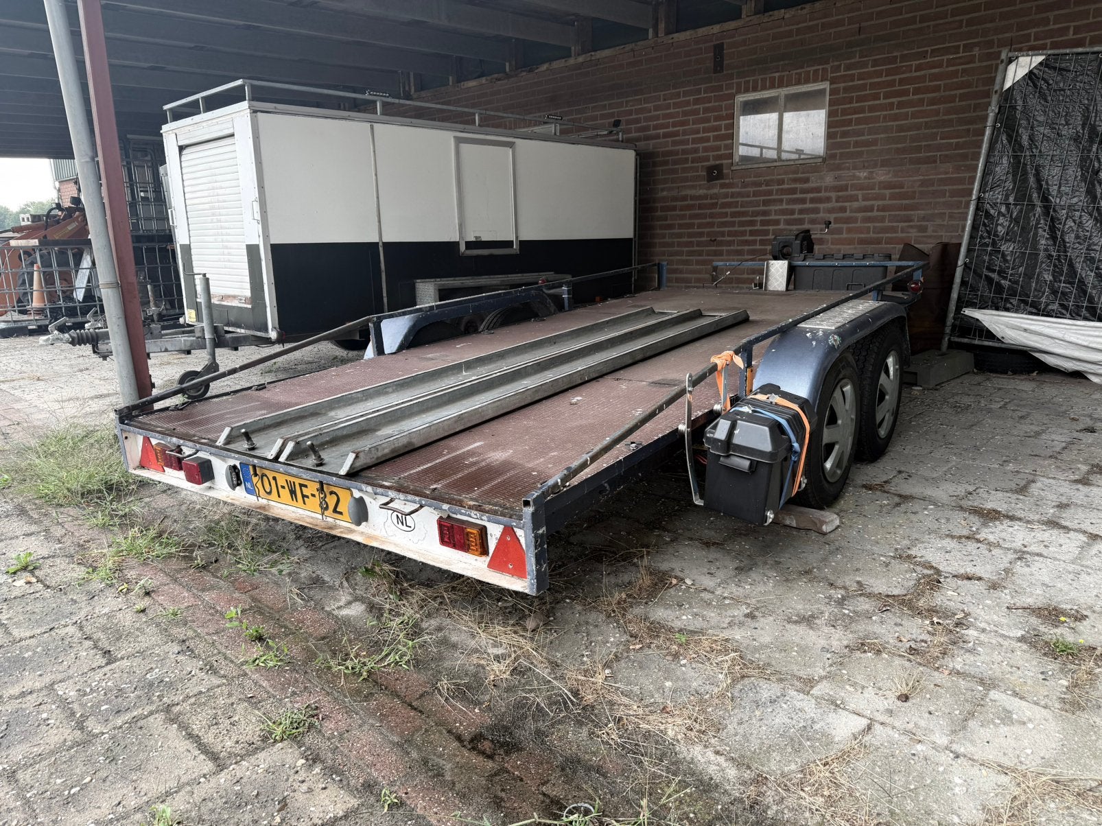 autotrailer met mover en takel, Ophalen, Gebruikt