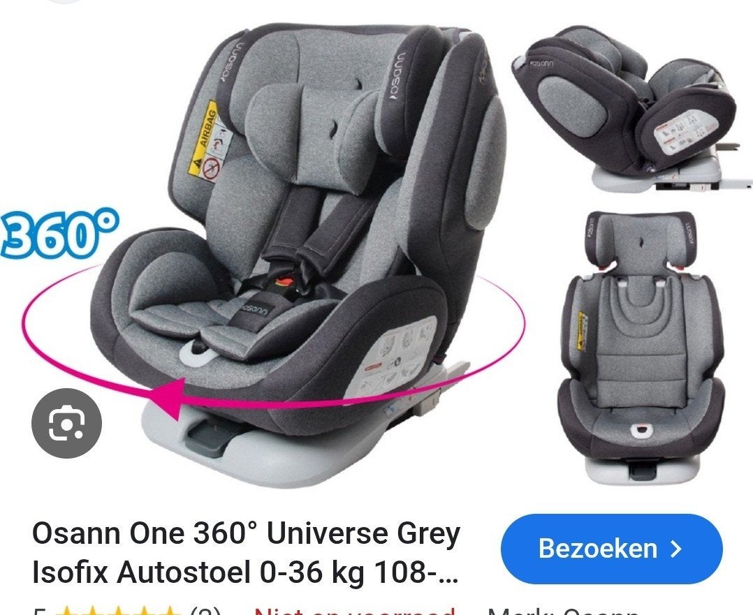 Zeer nette Osann One 360 Universe Grey Isofix Autostoel, Kinderen en Baby's, Autostoeltjes, Zijbescherming, Zo goed als nieuw