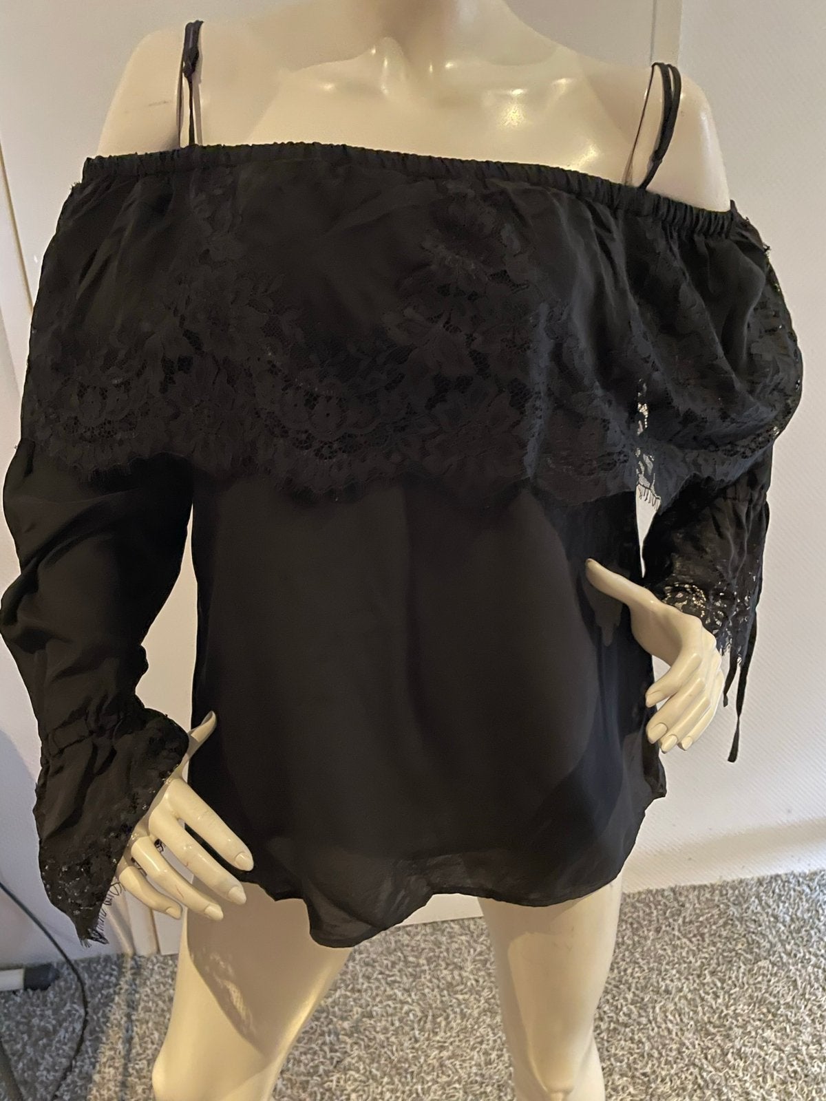 Gold hawk blouse met kant maat l, ., Zwart, Maat 42/44 (L), Ophalen of Verzenden