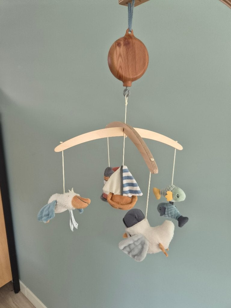 Little Dutch houten elektrische muziekmobiel Sailors Bay, Kinderen en Baby's, Ophalen of Verzenden, Zo goed als nieuw, Mobiel