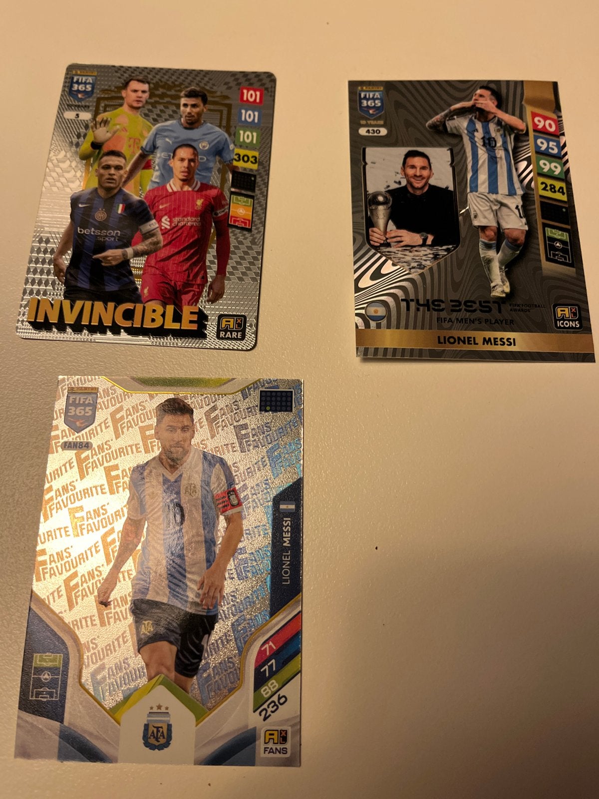 3 FIFA 365 Adrenalyn XL kaarten, waaronder 2 Messi, Ophalen, Gebruikt, Buitenlandse clubs, Spelerskaart