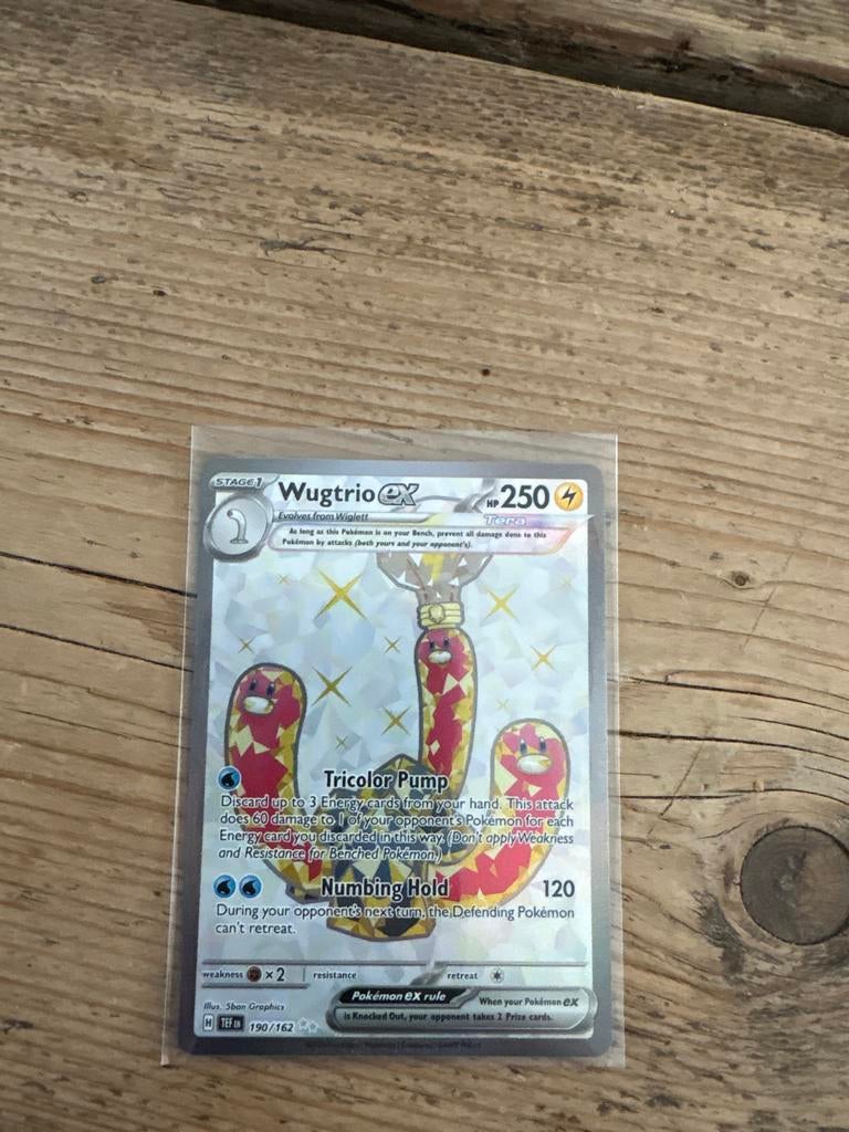 Wugtrio ex 190/162 Tera Pokémon kaart, Ophalen, Zo goed als nieuw, Losse kaart, Foil