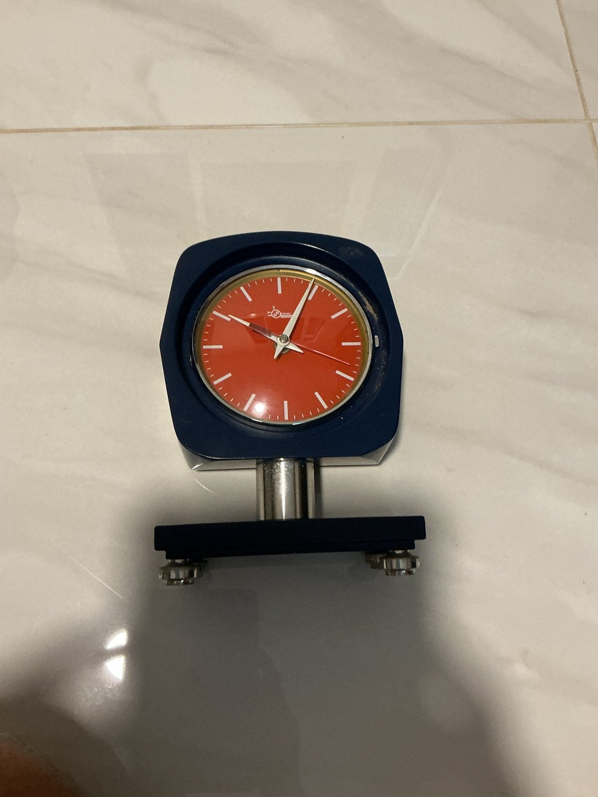 Vintage space age  Bureauklok - Blauw/Oranje, Verzamelen, Ophalen of Verzenden