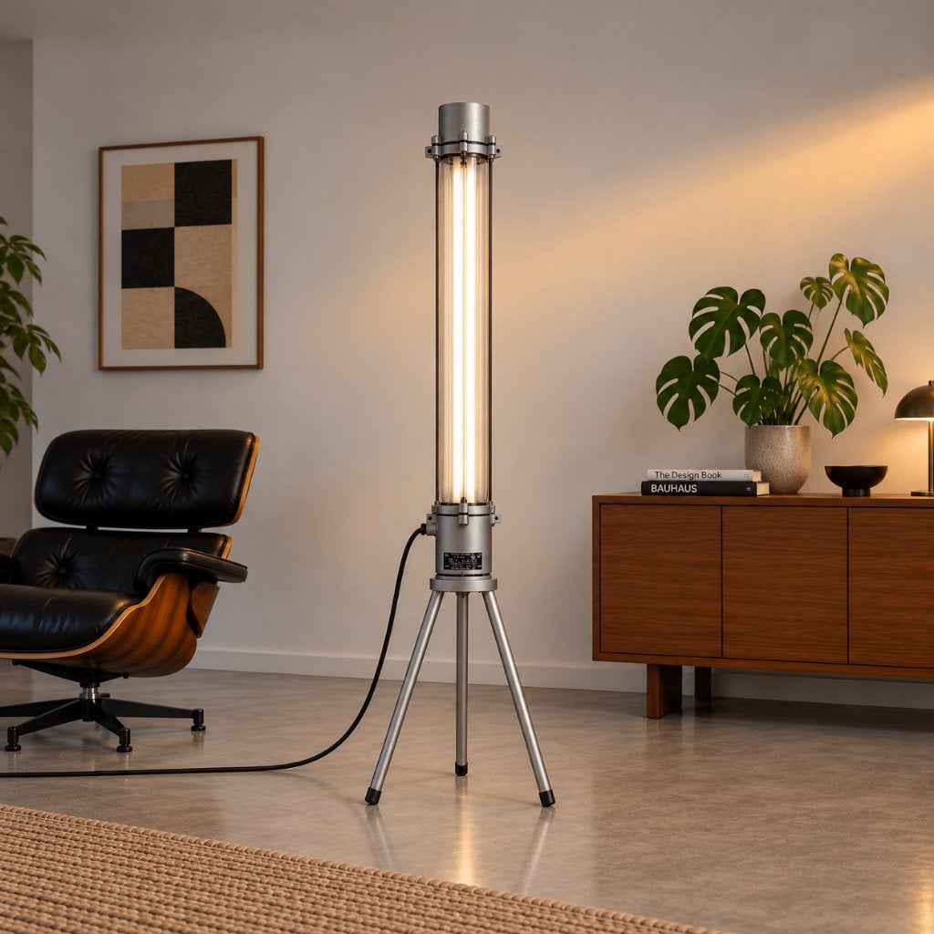 Industriële vloerlamp, staande lamp, Ophalen, Gebruikt, G13 (TL), 150 tot 200 cm