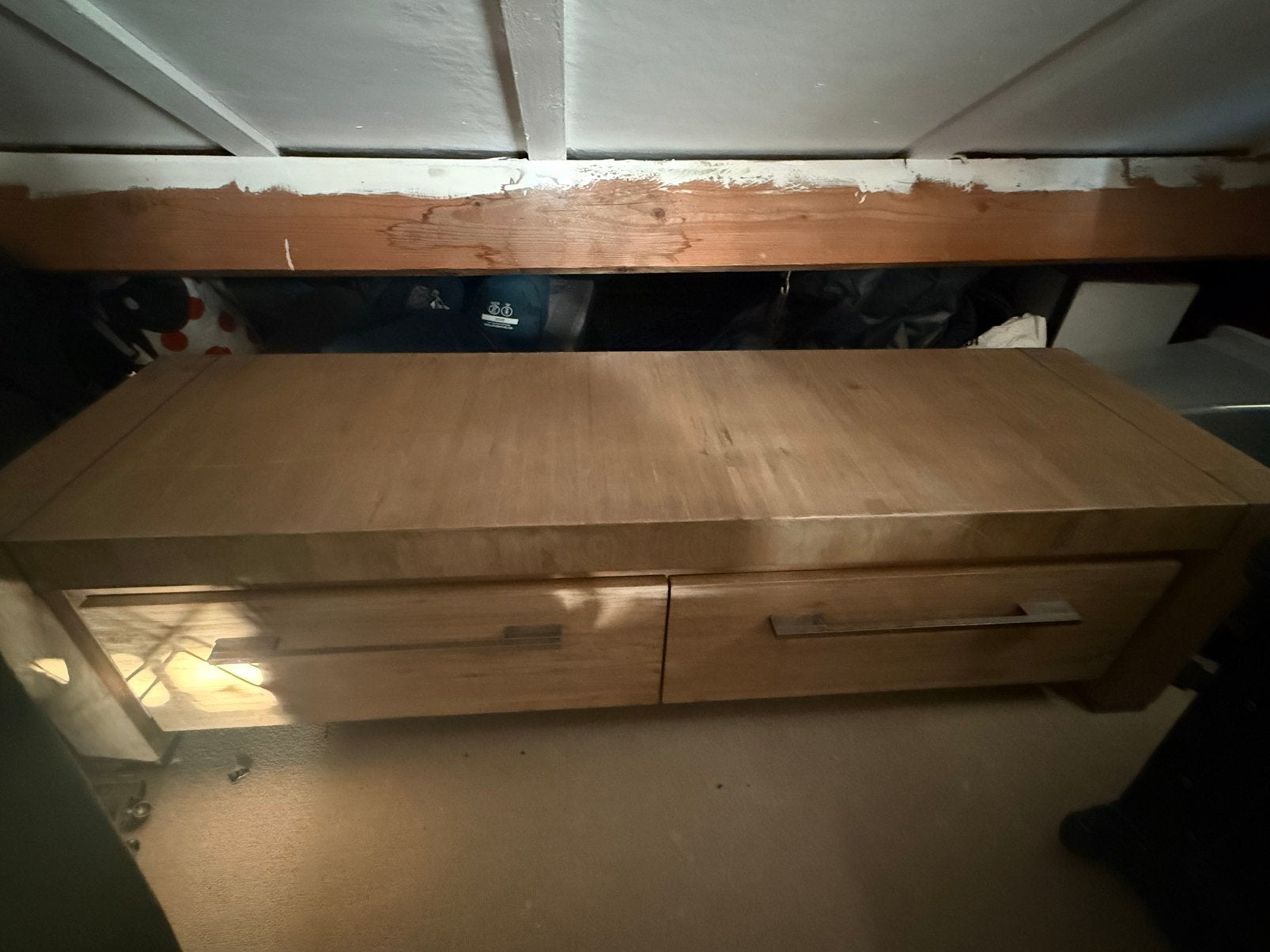 Tv meubel, Ophalen, 100 tot 150 cm, Teakhout, Zo goed als nieuw