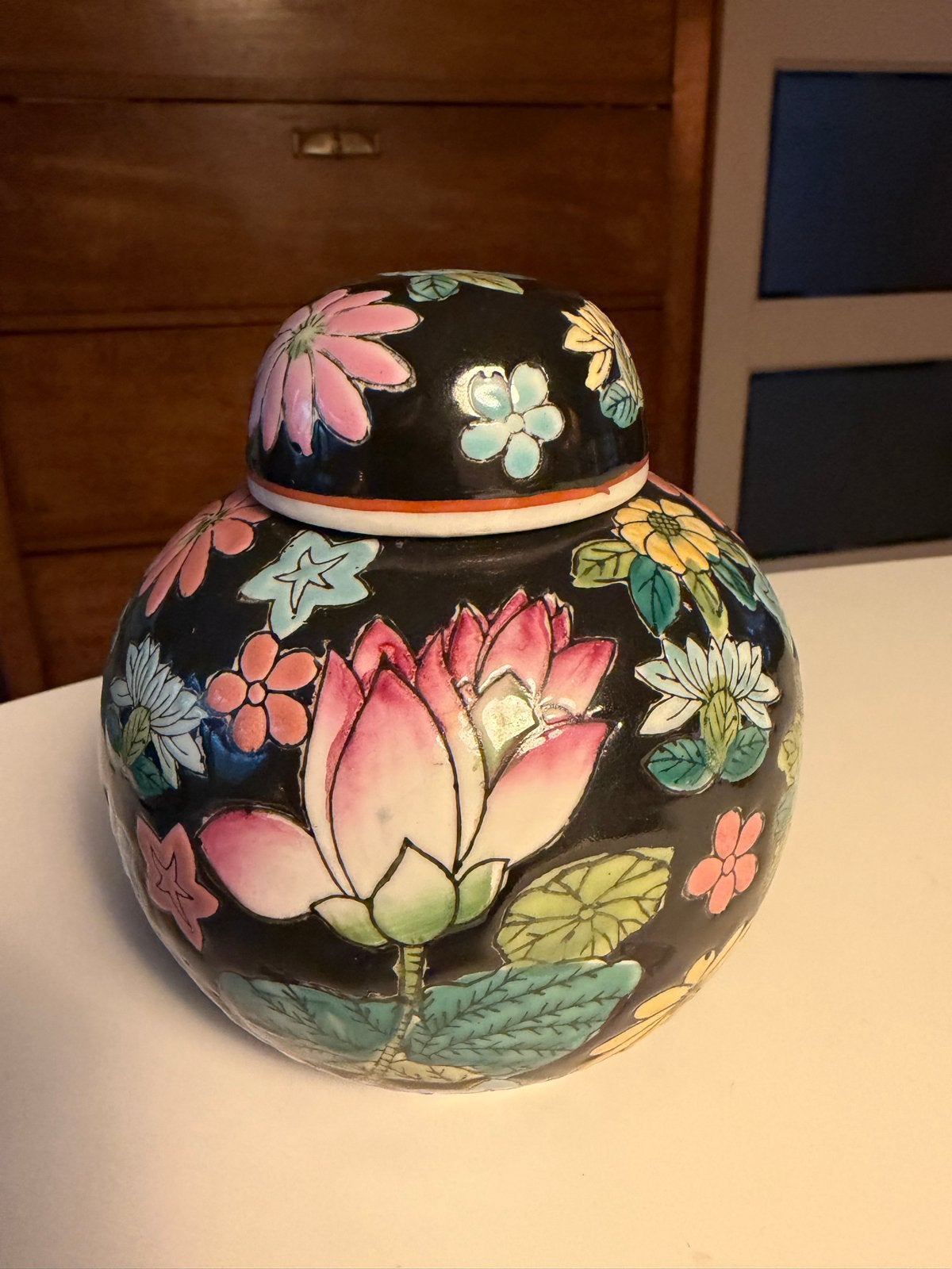 Prachtige Chinese gemberpot Famille Noir, Ophalen of Verzenden