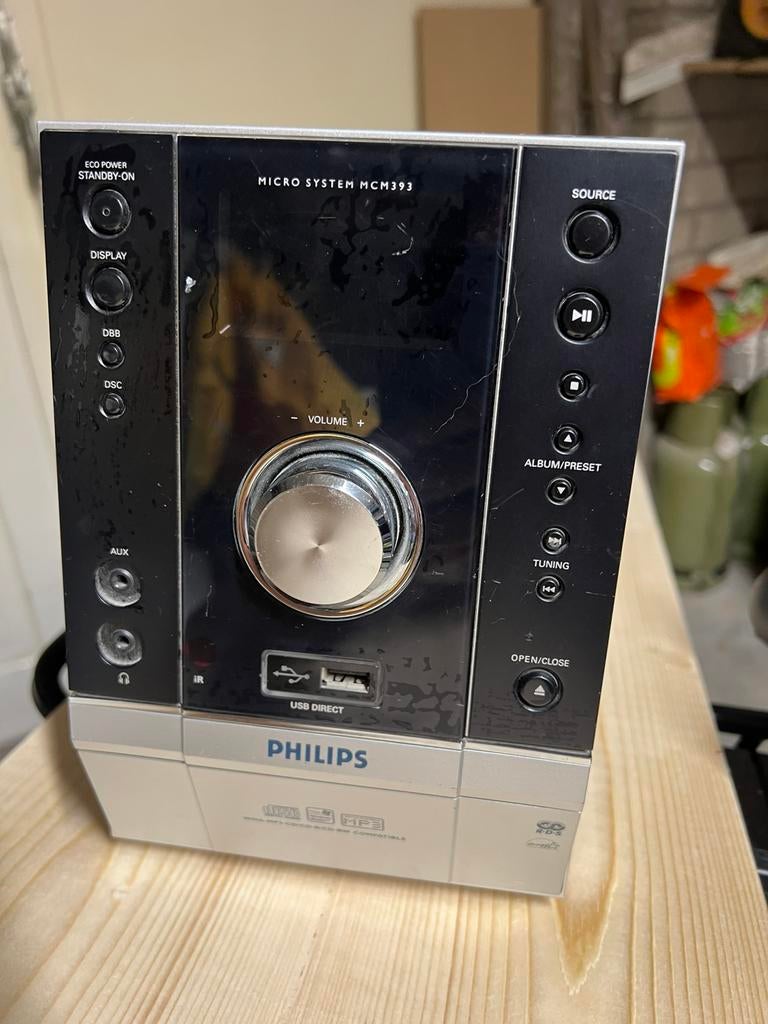 Mini Philips stereo set toren met speakers , camping, Ophalen of Verzenden, Zo goed als nieuw, Speakers
