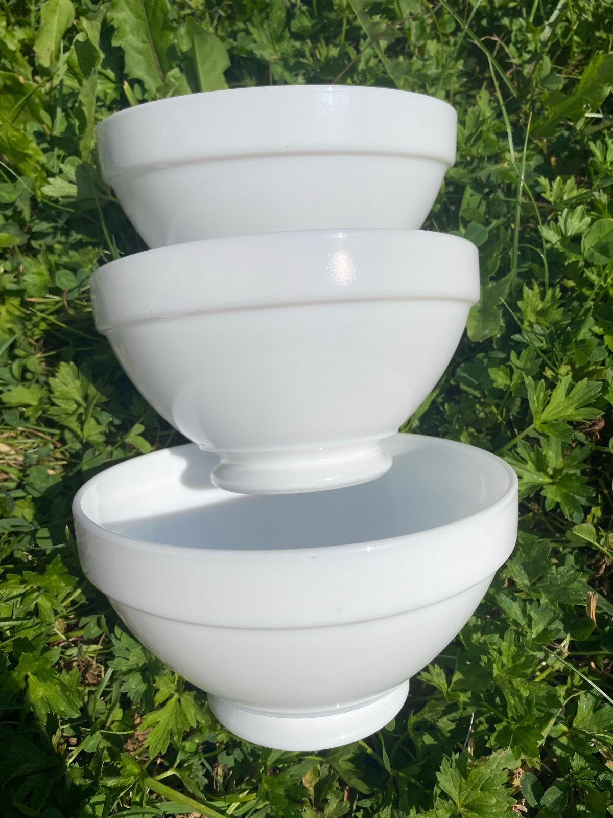3 vintage Arcopal France Restaurant kommen - Wit Opaalglas, Ophalen of Verzenden