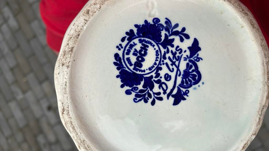 Twee porseleinen potten met blauw-wit decor, Antiek en Kunst, Antiek | Porselein, Ophalen of Verzenden