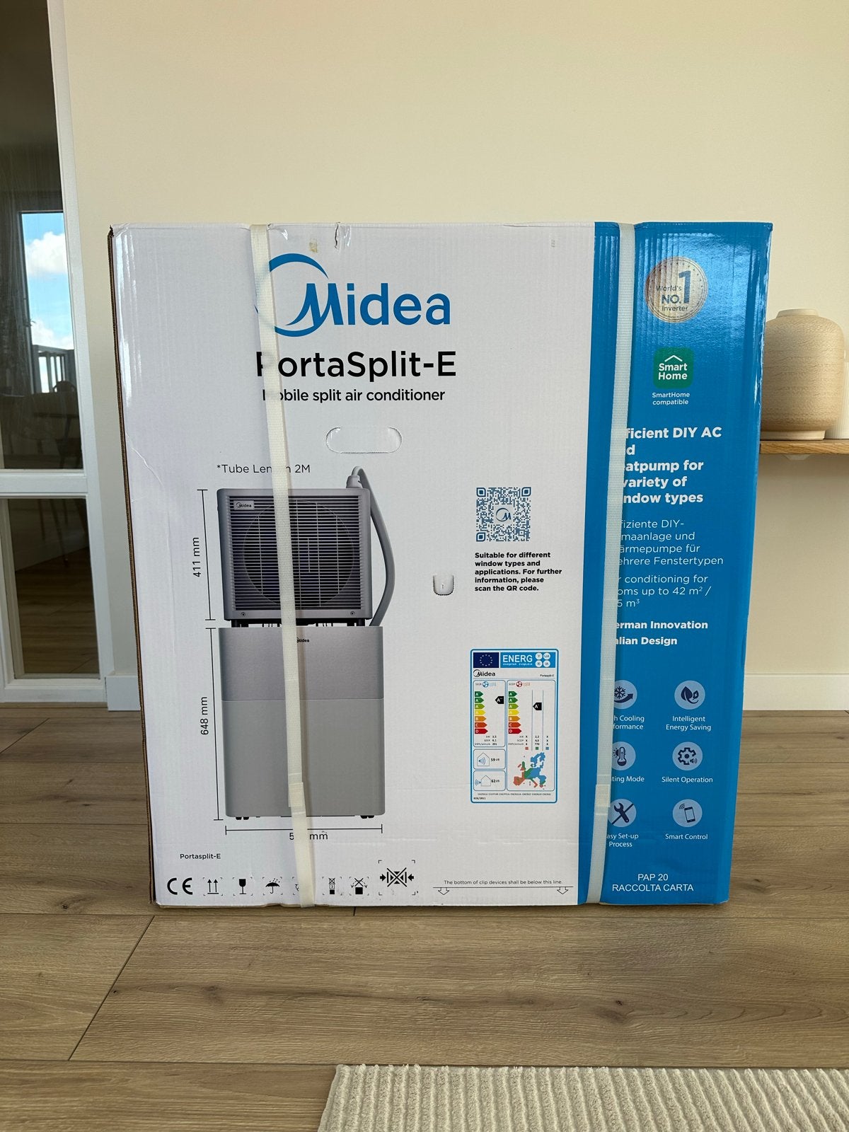 Midea Portasplit-E Mobiele Airco 12000BTU - Nieuw in doos, Ophalen, Minder dan 60 m³, Nieuw, 3 snelheden of meer