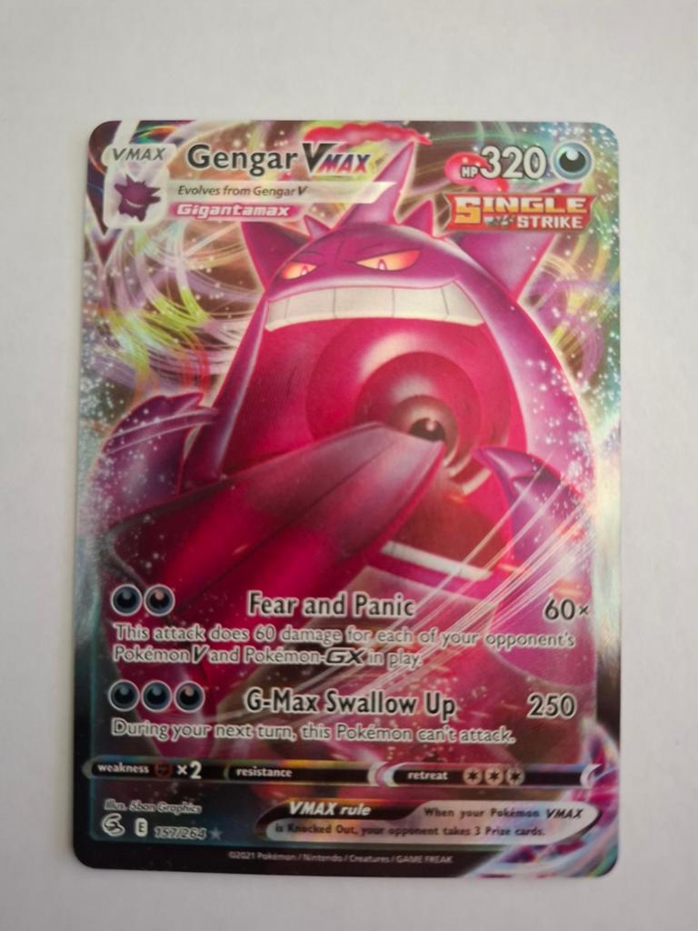 Pokemon kaart, Gengar Vmax Fusion strike, Ophalen of Verzenden, Nieuw, Losse kaart, Foil
