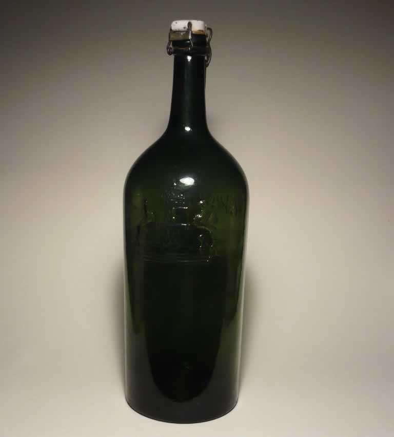 009b-Antiek beugel fles, wapenschild en leeuwen., Antiek en Kunst, Ophalen of Verzenden