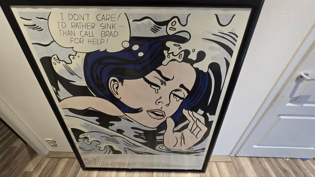 Roy Lichtenstein 'Drowning Girl' Poster -, Antiek en Kunst, Kunst | Schilderijen | Klassiek, Ophalen of Verzenden