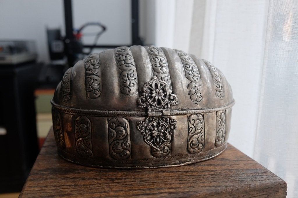 Antiek verzilverd sieradendoosje, Ophalen of Verzenden, Zilver