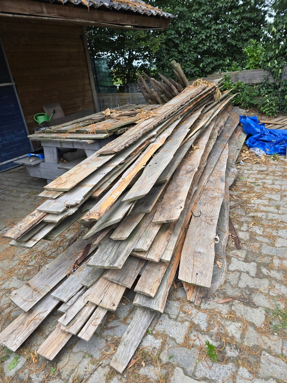 Hekwerk hout, Tuin en Terras, Palen, Balken en Planken, Ophalen, Gebruikt, 250 cm of meer, Planken