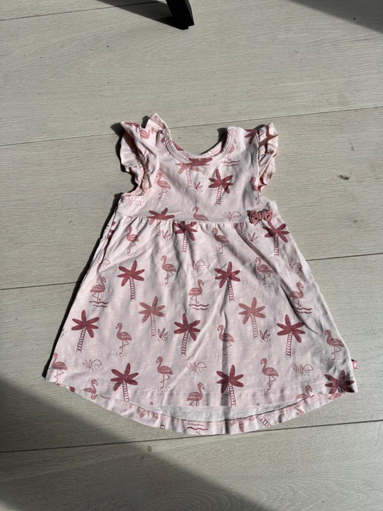 Zomers jurkje Feetje maat 80 met flamingo's en palmbomen, Ophalen of Verzenden, Zo goed als nieuw, Meisje, Jurkje of Rokje