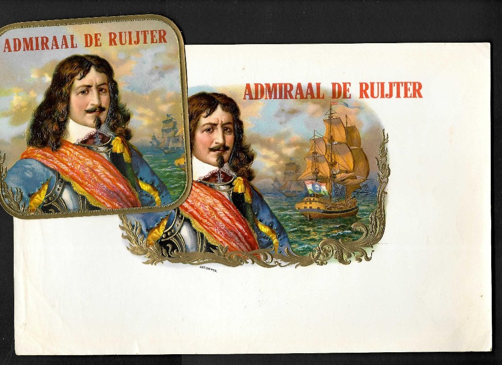 Adm. de Ruyter   2 etiket  66710, Ophalen of Verzenden, Gebruikt, Sigarenbandjes