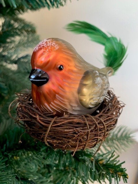 Glazen kerstfiguur / kerstbal/ kerstdecoratie roodborst, Diversen, Ophalen of Verzenden, Nieuw