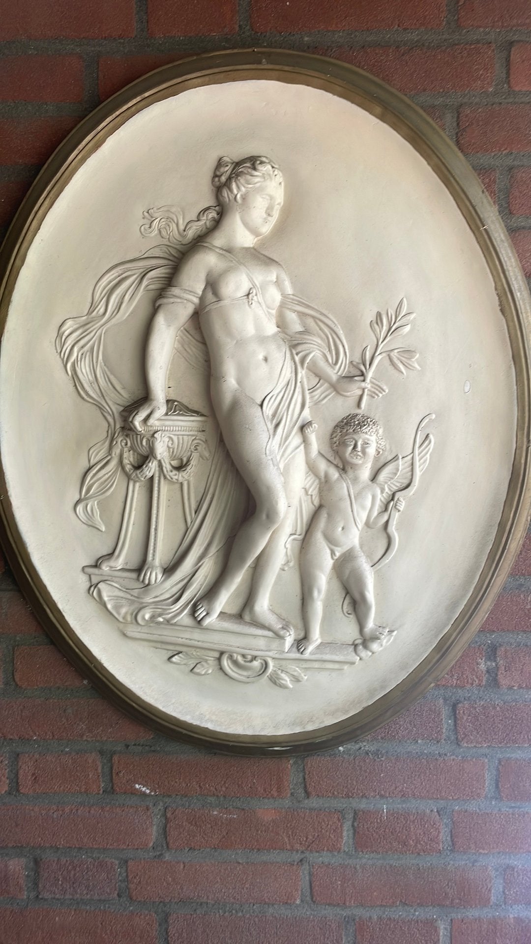Gips wandbord(medallion) met Venus en cupido, Antiek en Kunst, Ophalen