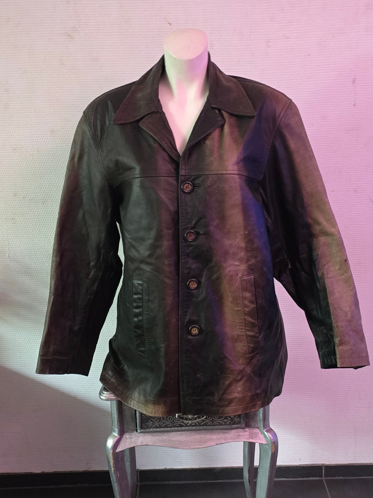 Natural Dakota dames Leren Jas Heren XL, Kleding | Dames, Jassen | Winter, Maat 46/48 (XL) of groter, Ophalen of Verzenden, Gedragen