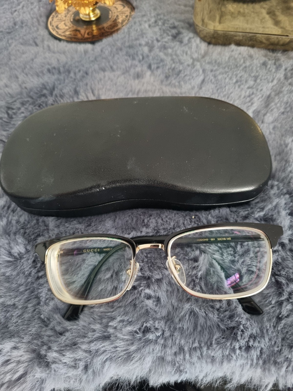 Gucci brilmontuur - Zwart met goud, Made in Japan, Overige merken, Gebruikt, Zwart, Ophalen of Verzenden