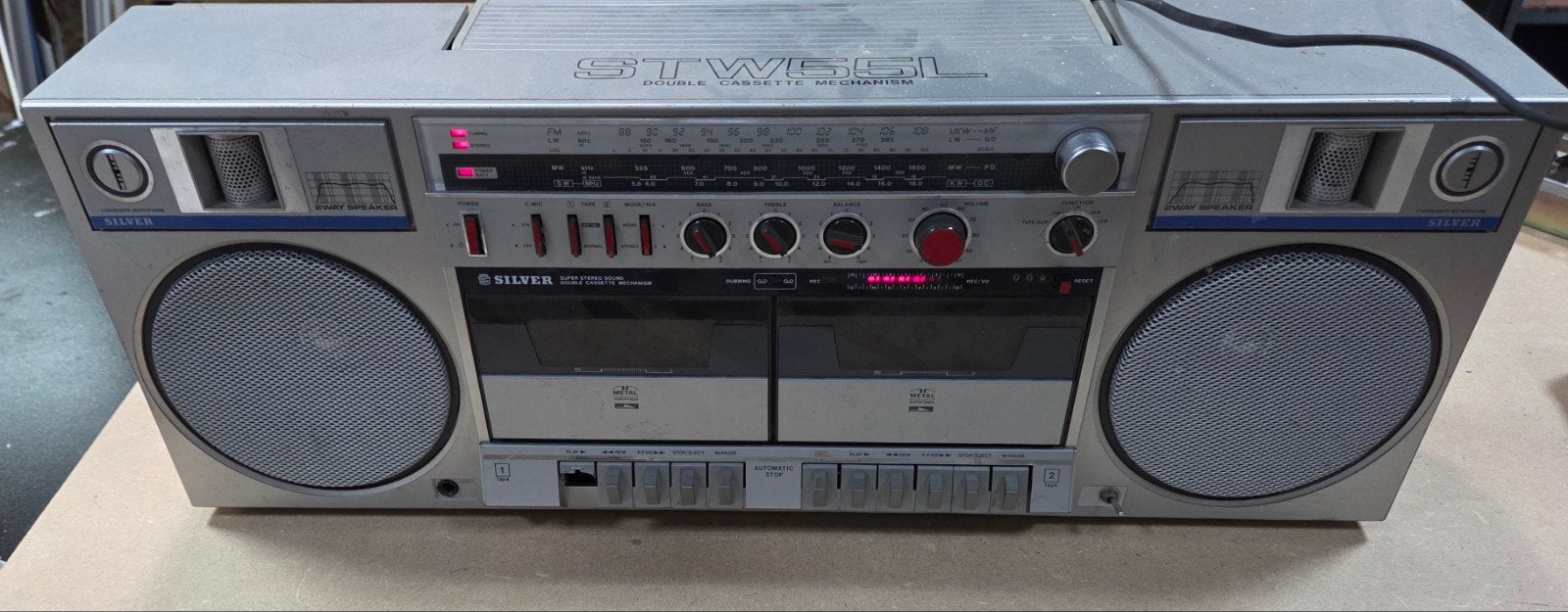 Vintage ghettoblaster Silver STW55L, Ophalen of Verzenden, Gebruikt