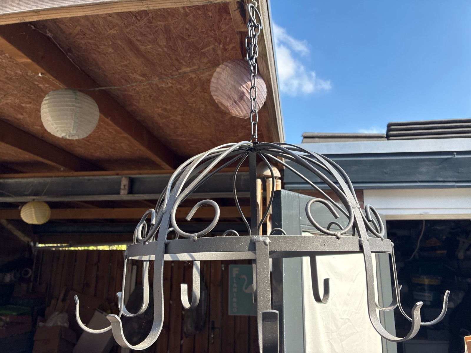 Metalen vlees/wild keuken hangrek met haken - Vintage stijl, Huis en Inrichting, Minder dan 50 cm, Gebruikt, Zwart, Ophalen of Verzenden
