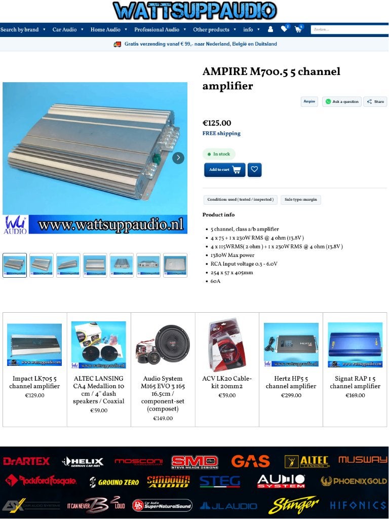 AMPIRE M700.5 5 kanaals versterker, Gebruikt, ., Ophalen of Verzenden, AMPIRE