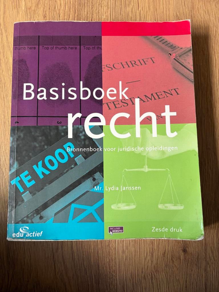 Basisboek Recht - Zesde druk - Gebruikt met markeringen, Boeken, Ophalen of Verzenden, Gamma, Gelezen, HBO