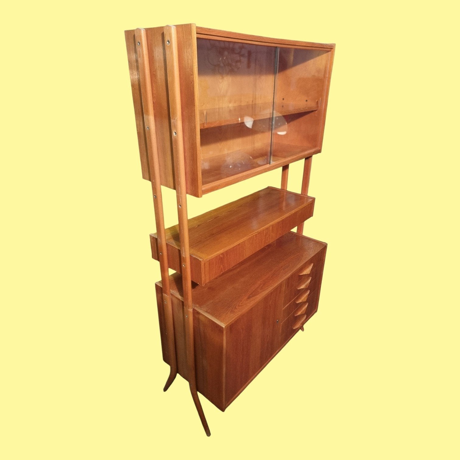 wandmeubel mid century monti 300, Huis en Inrichting, Kasten | Wandmeubels, 200 cm of meer, ,, Ophalen of Verzenden, Zo goed als nieuw