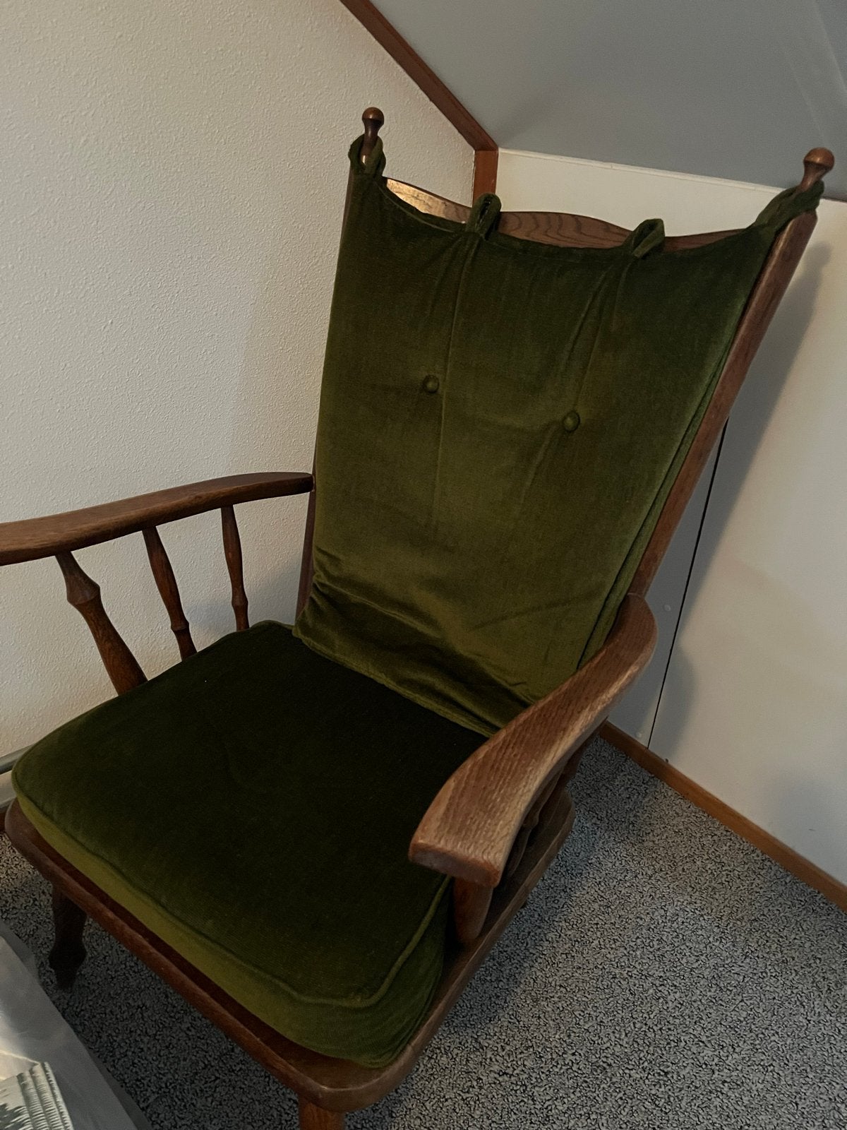 Vintage Rookstoel met Groen Fluweel, Ophalen