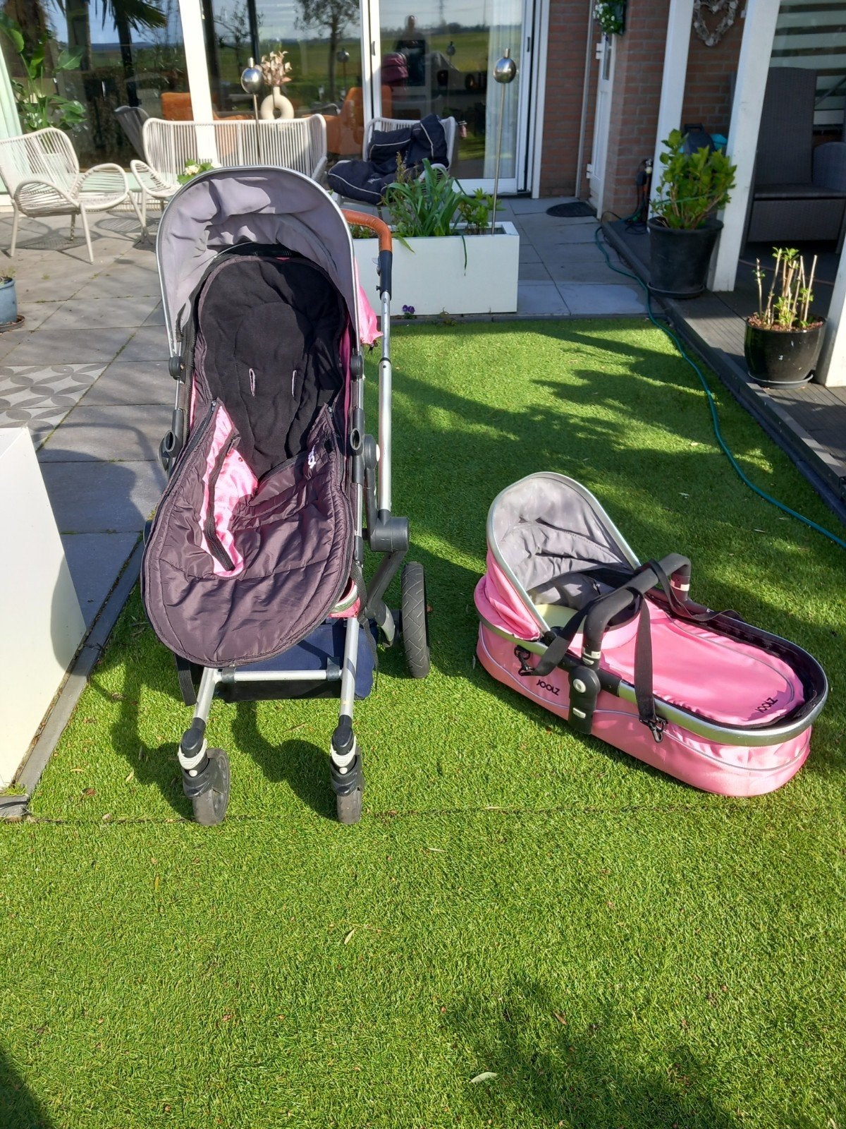 Nette roze Joolz kinderwagen incl reiswieg., Ophalen of Verzenden, Zo goed als nieuw, Overige merken
