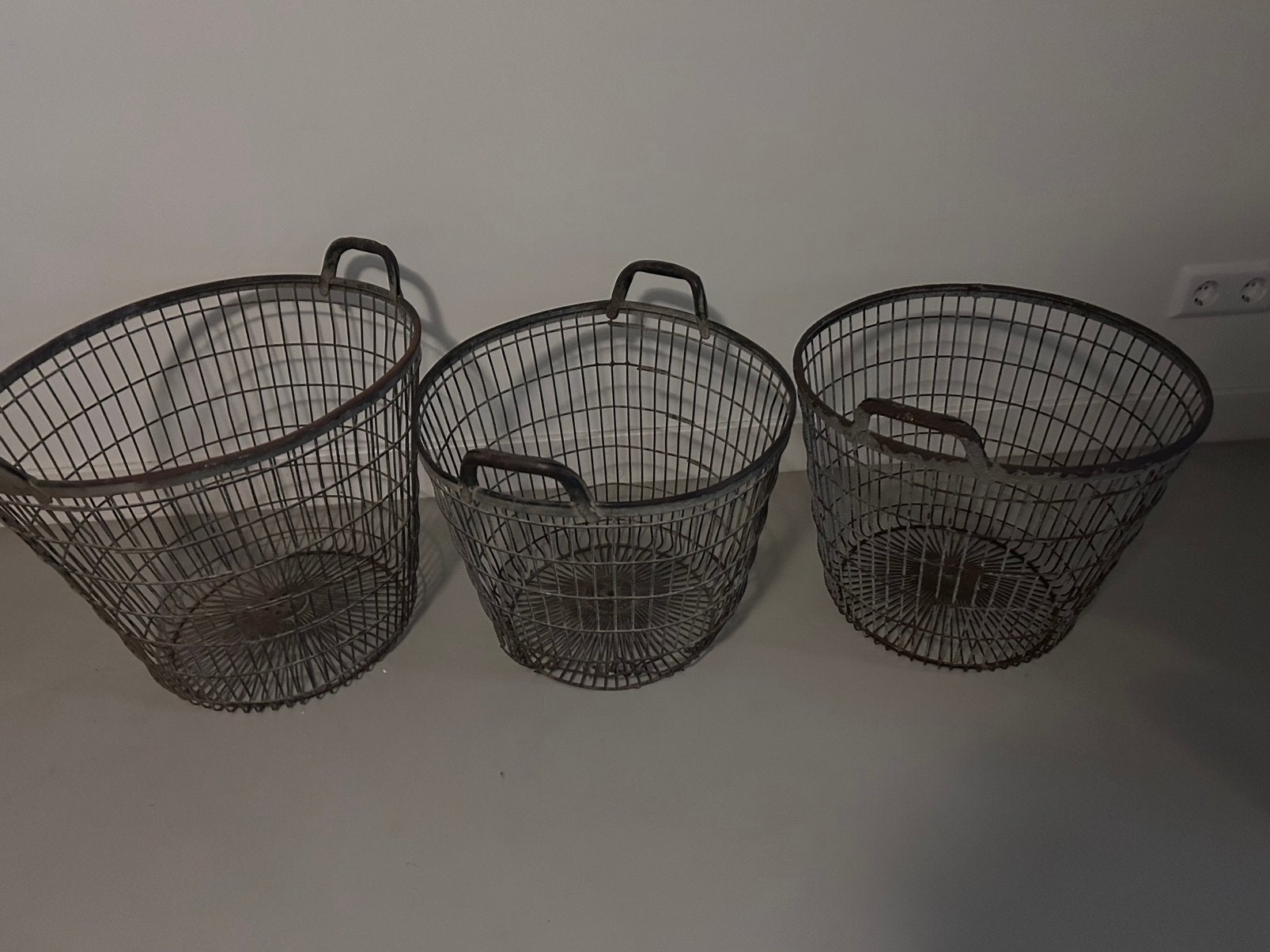 3 x stro hooimand ijzer draadmand aardappelmand verzinkt, Ophalen of Verzenden, Gebruikt