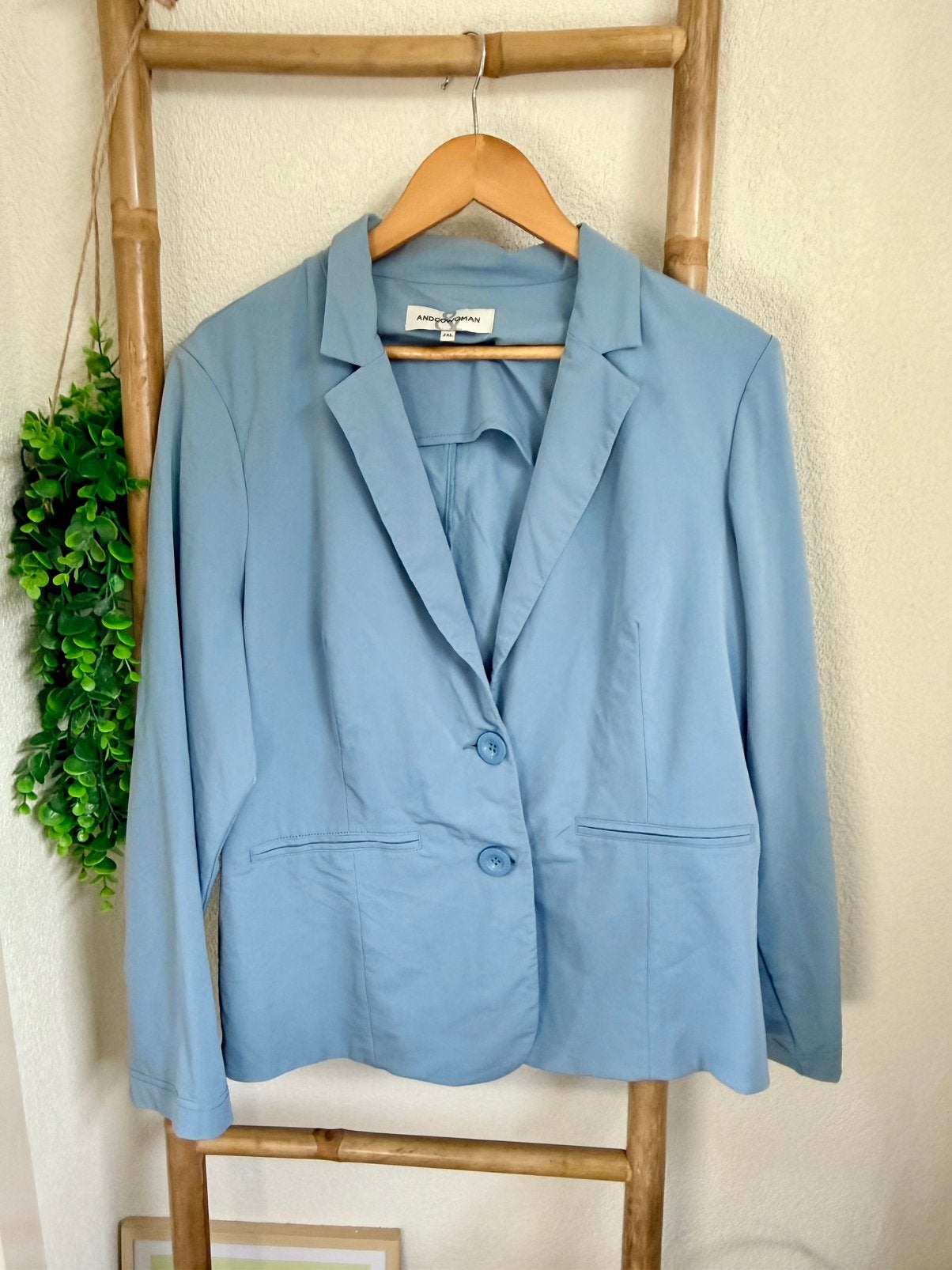&Co Woman travelstof blazer maat xxl, Blauw, Maat 46/48 (XL) of groter, Ophalen of Verzenden, Zo goed als nieuw