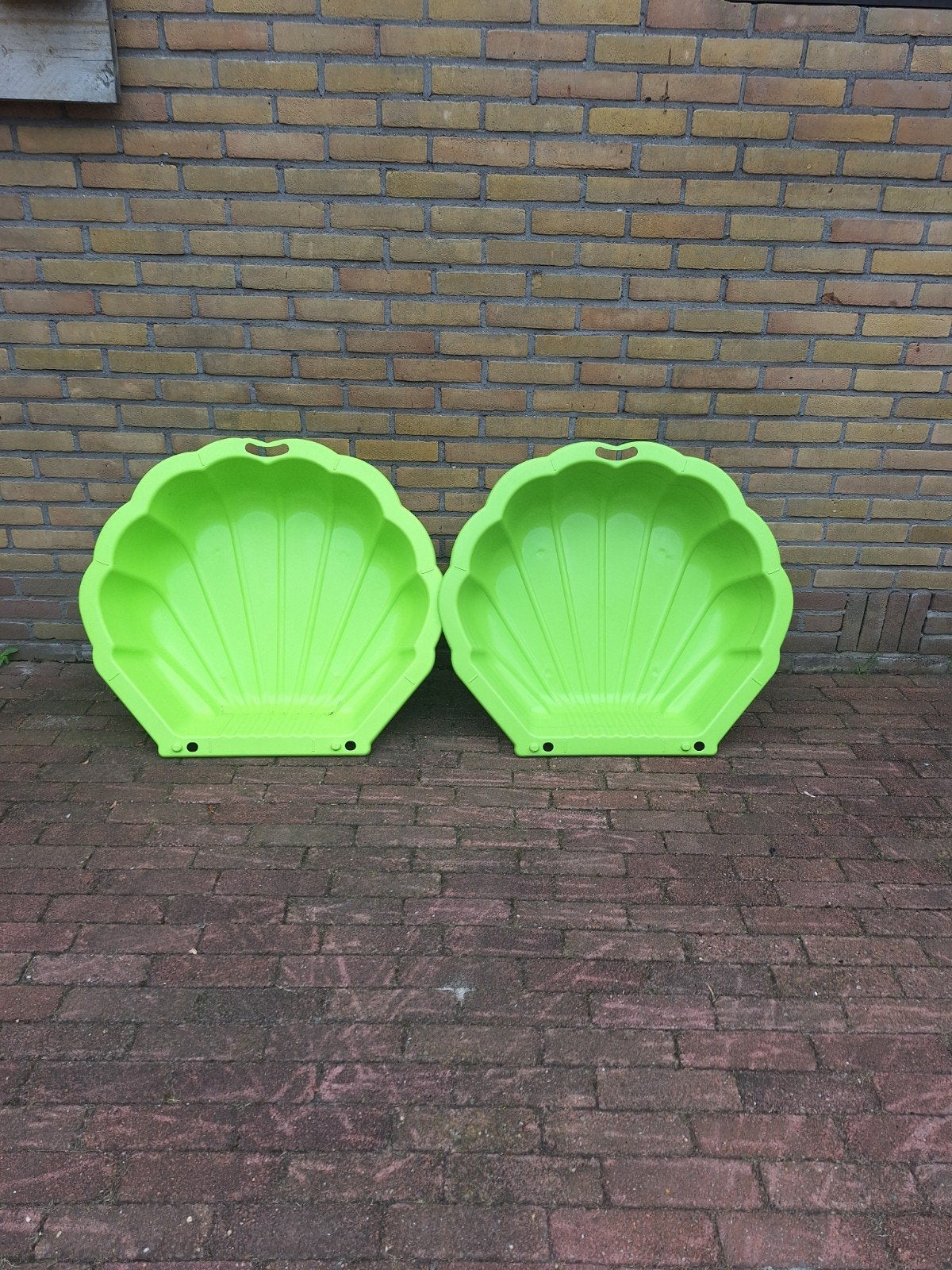 2x Schelp zandbak/zwembadje - Groen, Ophalen, Gebruikt