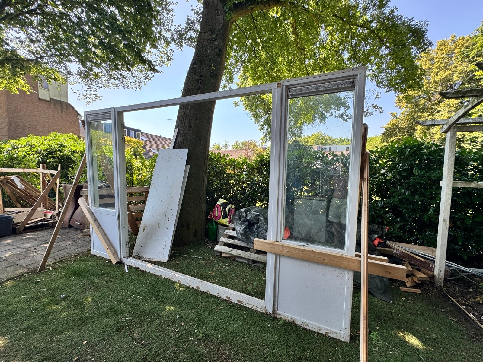 Grote glazen pui met dubbelglas, Ophalen, Gevelraam of Ruit, Gebruikt, 160 cm of meer