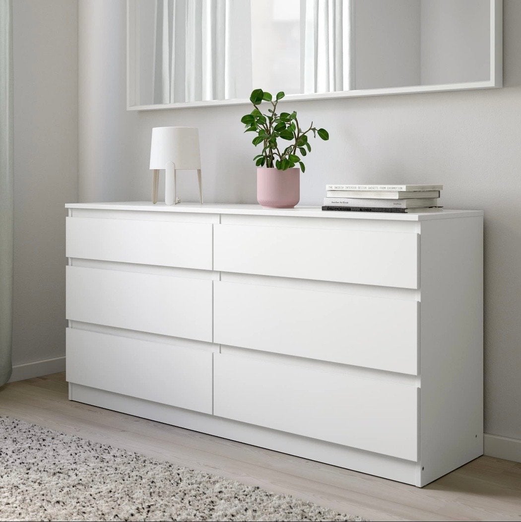 IKEA MALM ladekast met 6 laden - wit, Huis en Inrichting, Kasten | Ladekasten, Ophalen, 5 laden of meer, 150 tot 200 cm, Zo goed als nieuw