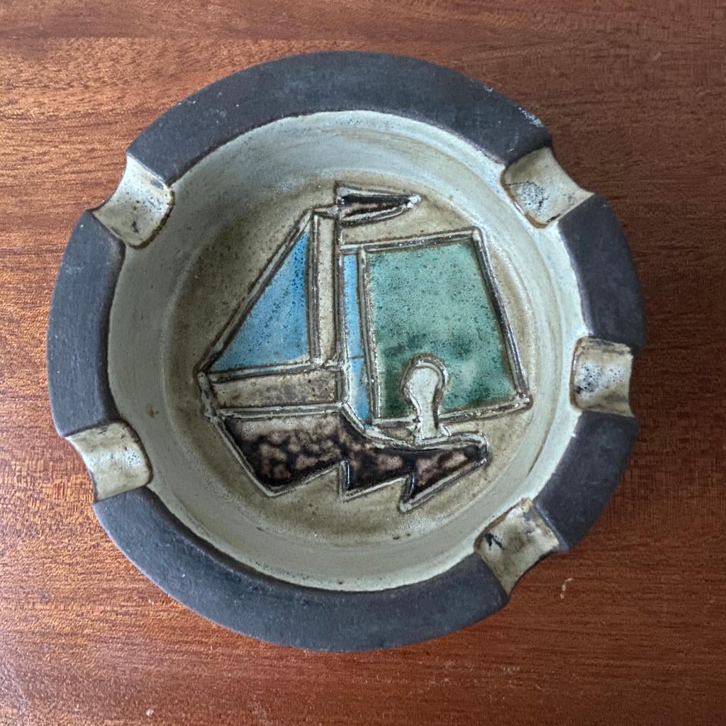 Vintage jaren 60 Hannie Mein asbak met bootje, Antiek en Kunst, Antiek | Keramiek en Aardewerk, Ophalen of Verzenden