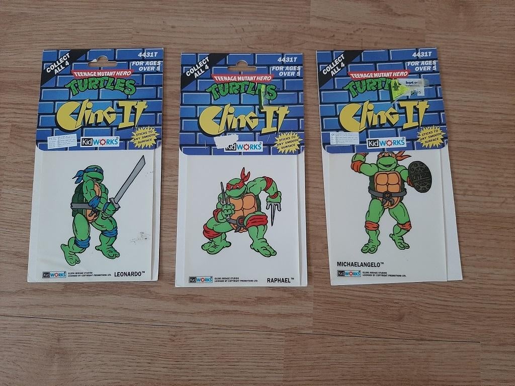 Turtles 1990, Cling it , rare, zeldzaam sticker setje van 3, Ophalen of Verzenden, Nieuw, Film, Tv of Omroep