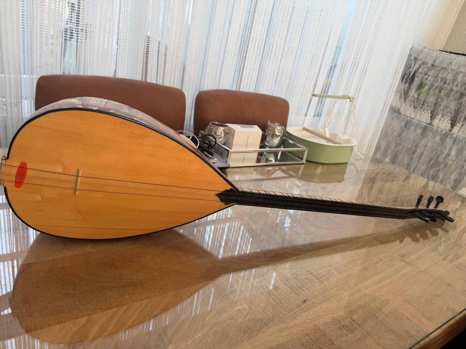 Turkse gitaar (lange hals) met hoes/ Baglama uzun sap, Muziek en Instrumenten, Ophalen, Zo goed als nieuw, Luit, Saz of Bouzouki