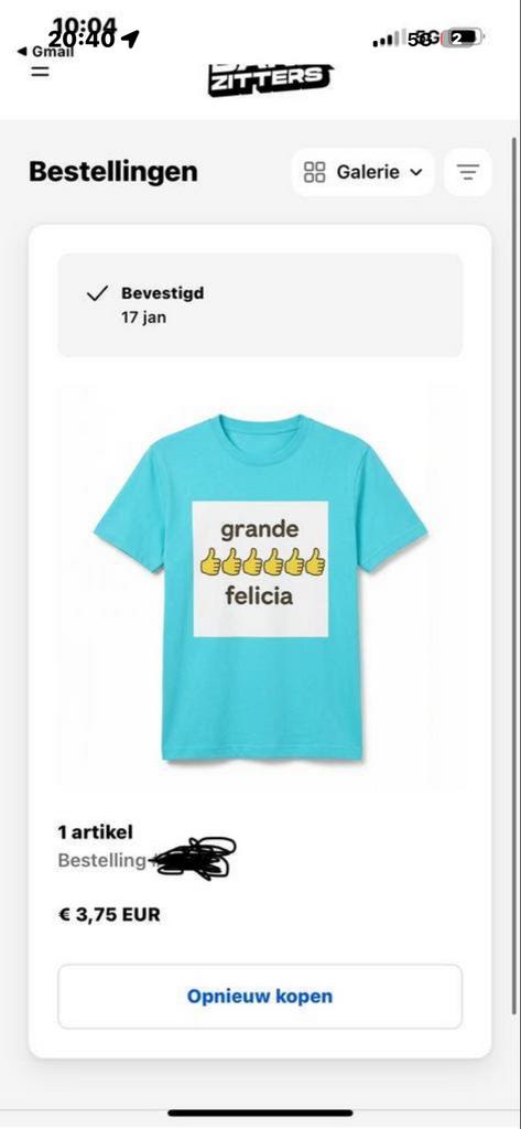Limited Edition Bankzitters Grande Felicia Shirt L 1/100, Kleding | Heren, T-shirts, Ophalen of Verzenden, Zo goed als nieuw, Maat 52/54 (L)