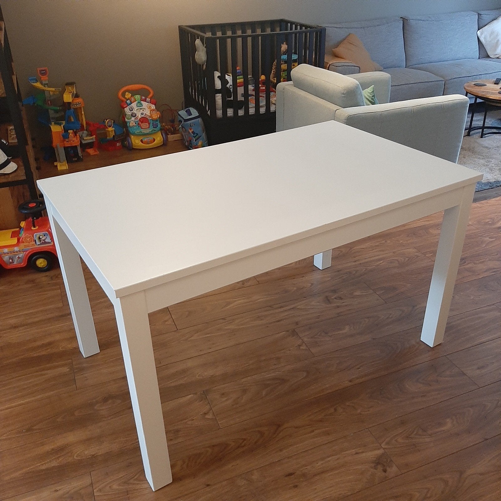 IKEA LANEBERG uitschuifbare eettafel – wit, Huis en Inrichting, Ophalen, Gebruikt, 100 tot 150 cm, 50 tot 100 cm
