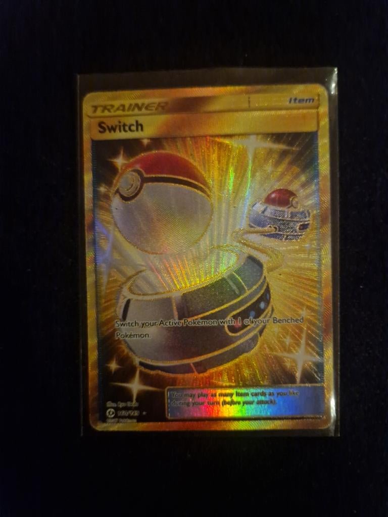 Pokémon TCG: Switch Trainer Kaart (Goud), Ophalen of Verzenden, Zo goed als nieuw, Losse kaart, Foil