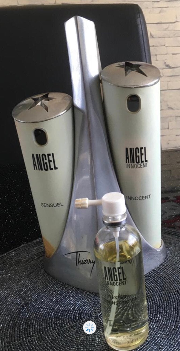 Vintage Angel Innocent 100 ml + display bij lancering Mugler, Ophalen of Verzenden, Zo goed als nieuw, Parfumfles