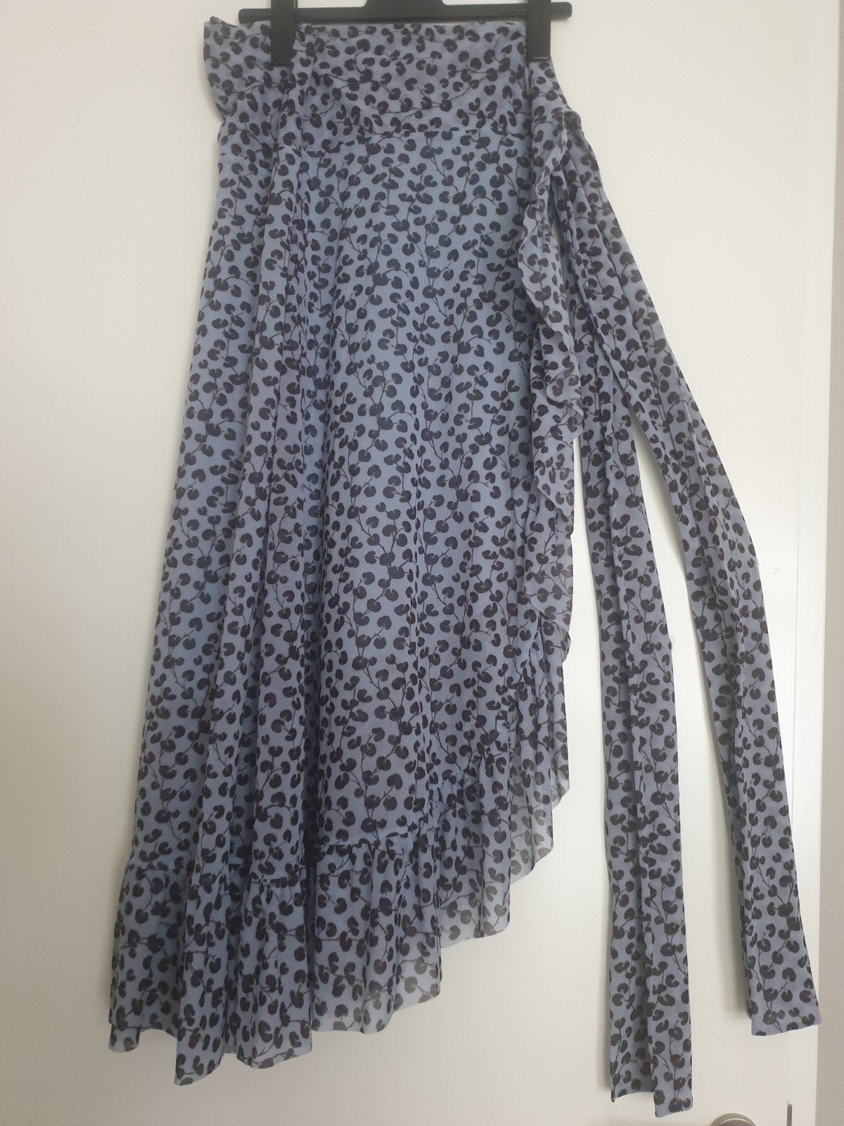 Ganni Tilden Mesh wikkelrok met bladerenprint, Blauw, Ganni, Maat 42/44 (L), Ophalen of Verzenden