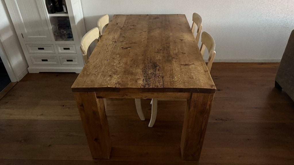 EETTAFEL GRENEN (180cmx100cm, 80cm hoog), Ophalen, Gebruikt, 50 tot 100 cm, Vijf personen of meer